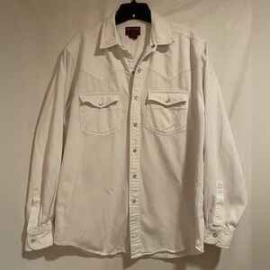 Vintage Men’s High Sierra Thick White Cotton Shirt with Pearl Snaps